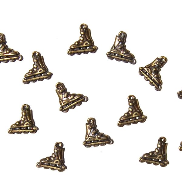 Detailed Brass Roller Skate Charms, Inline Skate charms, 1 charm, made in the U.S. jewelry making supplies, Brass charms, beading supplies