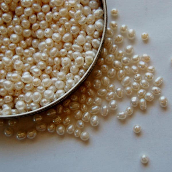 3-4.5 mm Nugget Fresh Water Pearls, 25 Loose Pearls, Natural Pearls, Jewelry Making Supplies, Circle of Stones, Loose Pearls