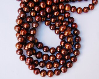 9.5 ~ 10 mm Fresh Water Pearls,Bronze pearls, Natural Pearls, Jewelry making supplies, Circle of Stones, pearl strands