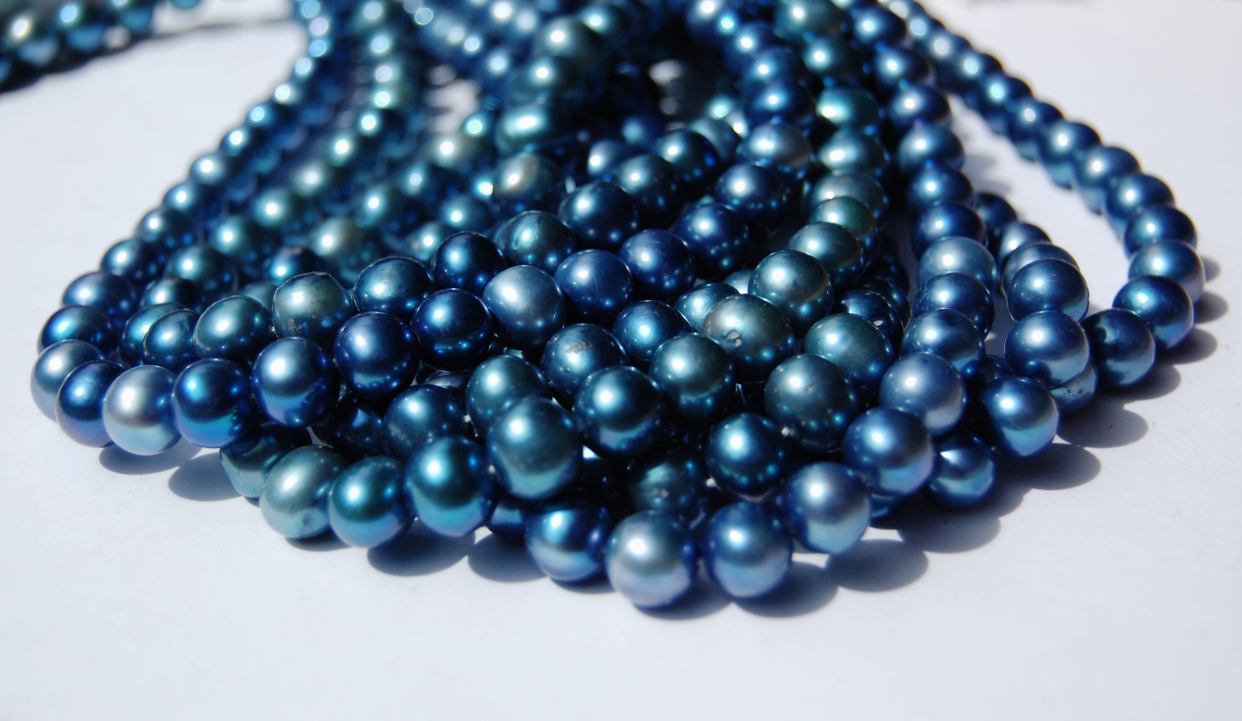 9 mm Fresh Water Pearls Denim Blue Pearls Natural pearls Etsy