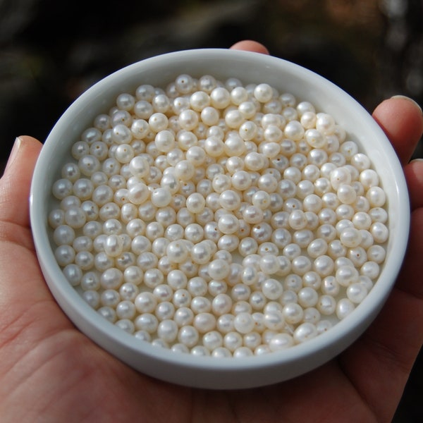 5~7 mm Potato shaped fresh water pearls, natural pearls, jewelry making supplies, Cream pearls, wedding Pearls, 25 loose pearls