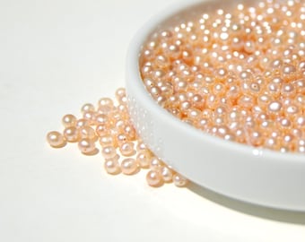 3.5 mm Fresh Water Pearls, 25 Loose Pearls, Natural Pearls, Jewelry Making Supplies, Circle of Stones, Loose Pearls, Light Peach Pearls