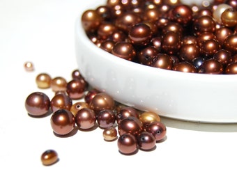 3-8 mm Bronze fresh water pearls, Natural pearls, Jewelry making supplies, Loose pearls, Copper and Bronze pearls, 15 grams bagged