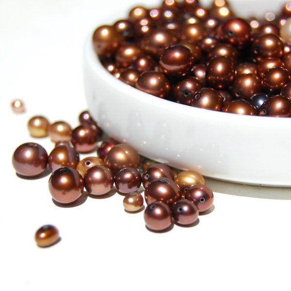 3-8 mm Bronze fresh water pearls, Natural pearls, Jewelry making supplies, Loose pearls, Copper and Bronze pearls, 15 grams bagged