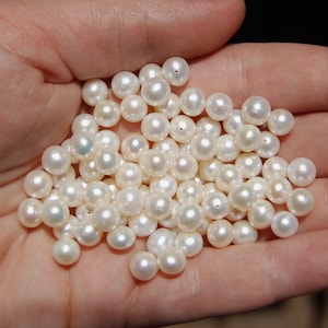 6.5 ~ 7  mm Fresh Water Pearls, Natural Pearls, Jewelry Making Supplies, Circle of Stones, 25 Loose pearls, Cream pearls, Wedding Pearls