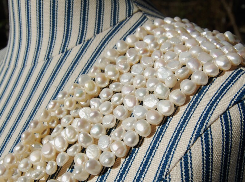 natural pearls 8 mm irregular shaped fresh water pearls jewelry making supplies white pearl strands circle of stones
