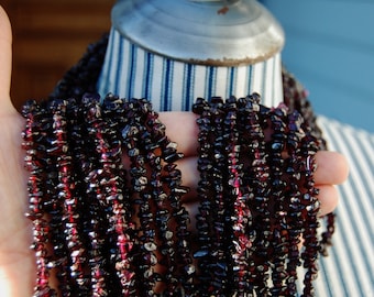 Garnet Chip Beads: 7mm Bead Strand, Jewelry Making