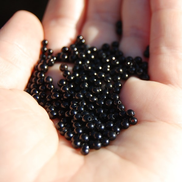 Loose Black Onyx beads, 3 mm round beads, 25 Loose beads, Jewelry making supplies, Gemstone beads, beading supplies, bulk beads