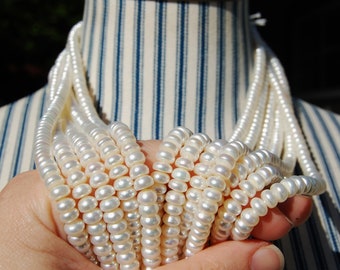 Hilo de perlas de agua dulce de 6 mm: suministros para joyería con forma de rondel