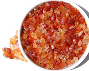 Carnelian Chip Beads: Red Orange Gemstone, 25 Grams (5-8mm Loose Beads)