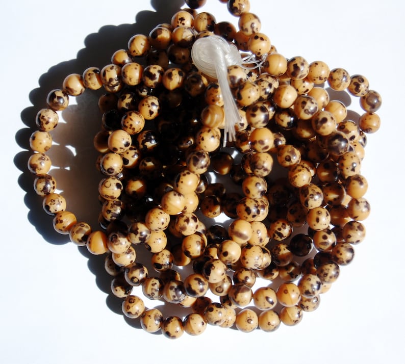 Czech glass bead strands Jewelry making supplies Camel Birds egg beads Circle of Stones 6mm Round Druk Beads