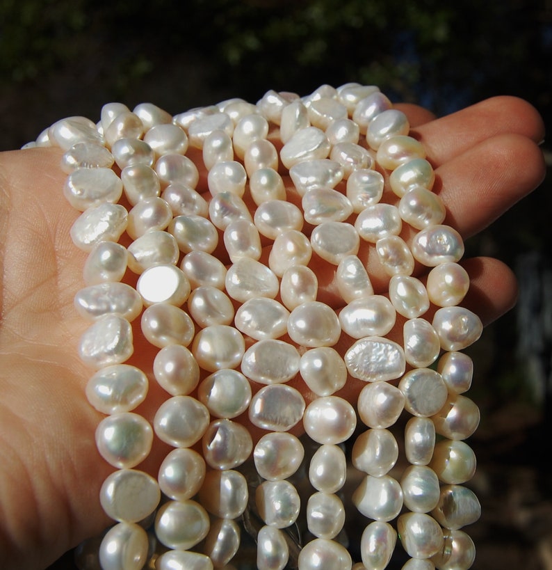 natural pearls 8 mm irregular shaped fresh water pearls jewelry making supplies white pearl strands circle of stones