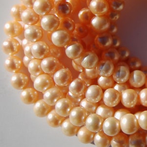 Champagne Freshwater Pearl Strand: 8-9mm Semi Round Beads