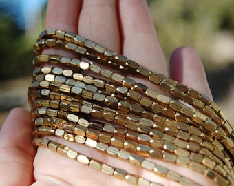 6 mm Brass rectangle metal beads, Bead strands, Beading supplies, Metal bead strands, Circle of Stones beads