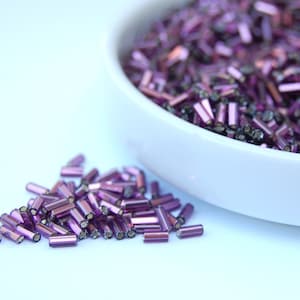 Purple Bugle Beads: 4mm Vintage Murano Glass, 25g