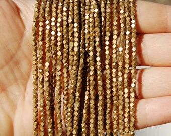 2.5 mm brass cube metal beads, bead strands, beading supplies, Circle of Stones beads