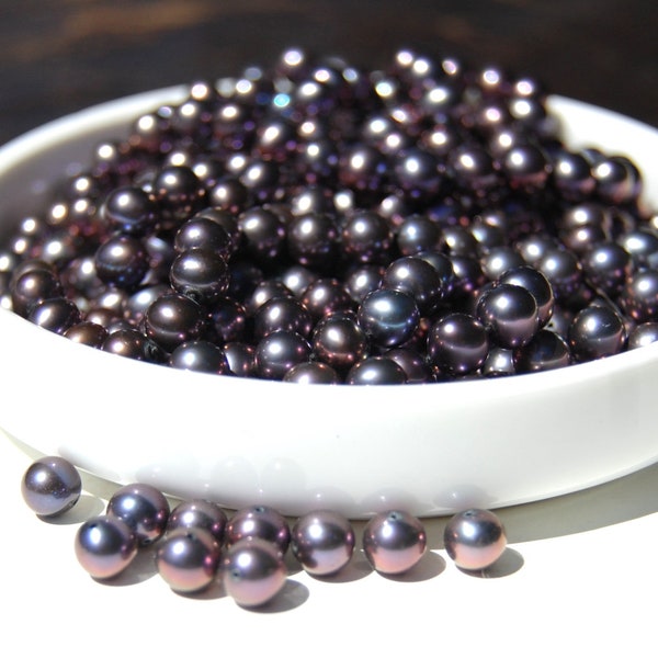 5.5 ~ 6 mm Fresh Water Pearls, Purple Pearls, 25 Loose Pearls, Dark Violet Pearls, Natural pearls, Jewelry making supplies