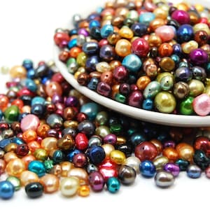 Vibrant Freshwater Pearl Mix: Natural Loose Pearls, Jewelry Making (15 grams) Approx 55 beads