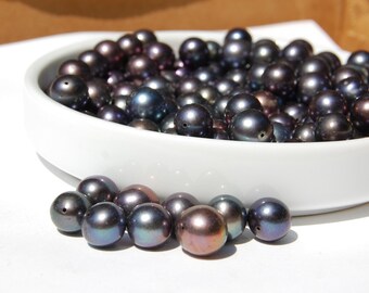 8.5 ~ 9 mm Round/Potato Fresh water pearls, Natural pearls, 20 Loose pearls, Dark Green/Blue/Purple pearls, Peacock pearls, Wedding Pearls