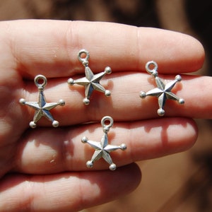 Antique Silver Star charms, Star charms, 1 charm, made in the U.S. jewelry making supplies, silver charms, beading supplies