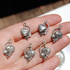 Antique Silver Perfume Bottle Charm: Sterling Silver Plated Pewter (22mm)