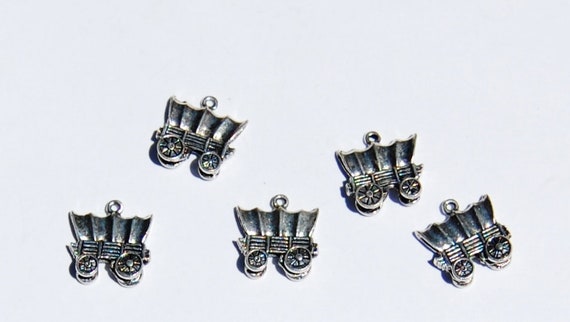 Silver Antique Wagon Charms, Silver Charms, Western Charms, 1 Charm, Made in The U.S. Jewelry Making Supplies, Beading Supplies
