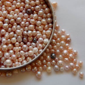 Pale Pink Peach Freshwater Pearls: 3-7mm Loose Nugget Beads, 15 grams