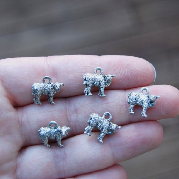 Antique Silver Sheep charms, Animal charms, 1 charm, made in the U.S. jewelry making supplies, silver charms, beading supplies