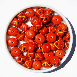 Orange Glass Accent Beads: Yellow and Black Jewelry Making Supplies