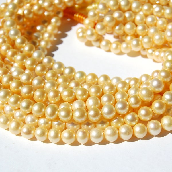 7 ~ 7.5 mm Süßwasserperlen, Naturperlen, Gelb / Gold Perlen, Schmuckherstellung Zubehör, Steinkreis, Perlenstränge