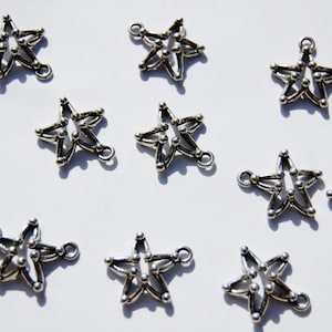 Antique Silver Star charms, Silver Star charms, 1 charm, made in the U.S. jewelry making supplies, silver charms, beading supplies