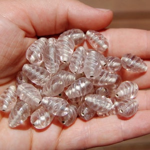 Pale Pink Rose Teardrop Glass Beads: Jewelry Making Supplies (10 pc)