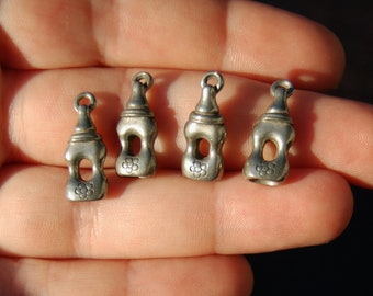 Antique Silver baby bottle charms,baby shower charms, 1 charm, made in the U.S. jewelry making supplies, silver charms, beading supplies