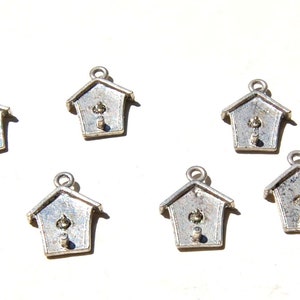 Sterling Silver Plated Bird House Charm: Jewelry Making Supply
