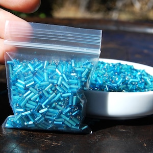 Vintage Turquoise Bugle Beads: Italian Murano Glass, 4mm (25 grams)