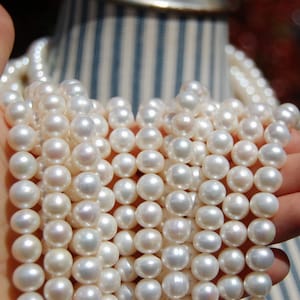 9-9.5mm Freshwater Pearl Strand: Round Potato Pearls, Jewelry Making Supplies