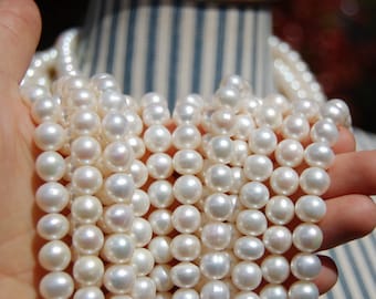 Hilo de perlas de agua dulce de 8,5-9,5 mm: Perlas de patata redondas, suministros para bisutería