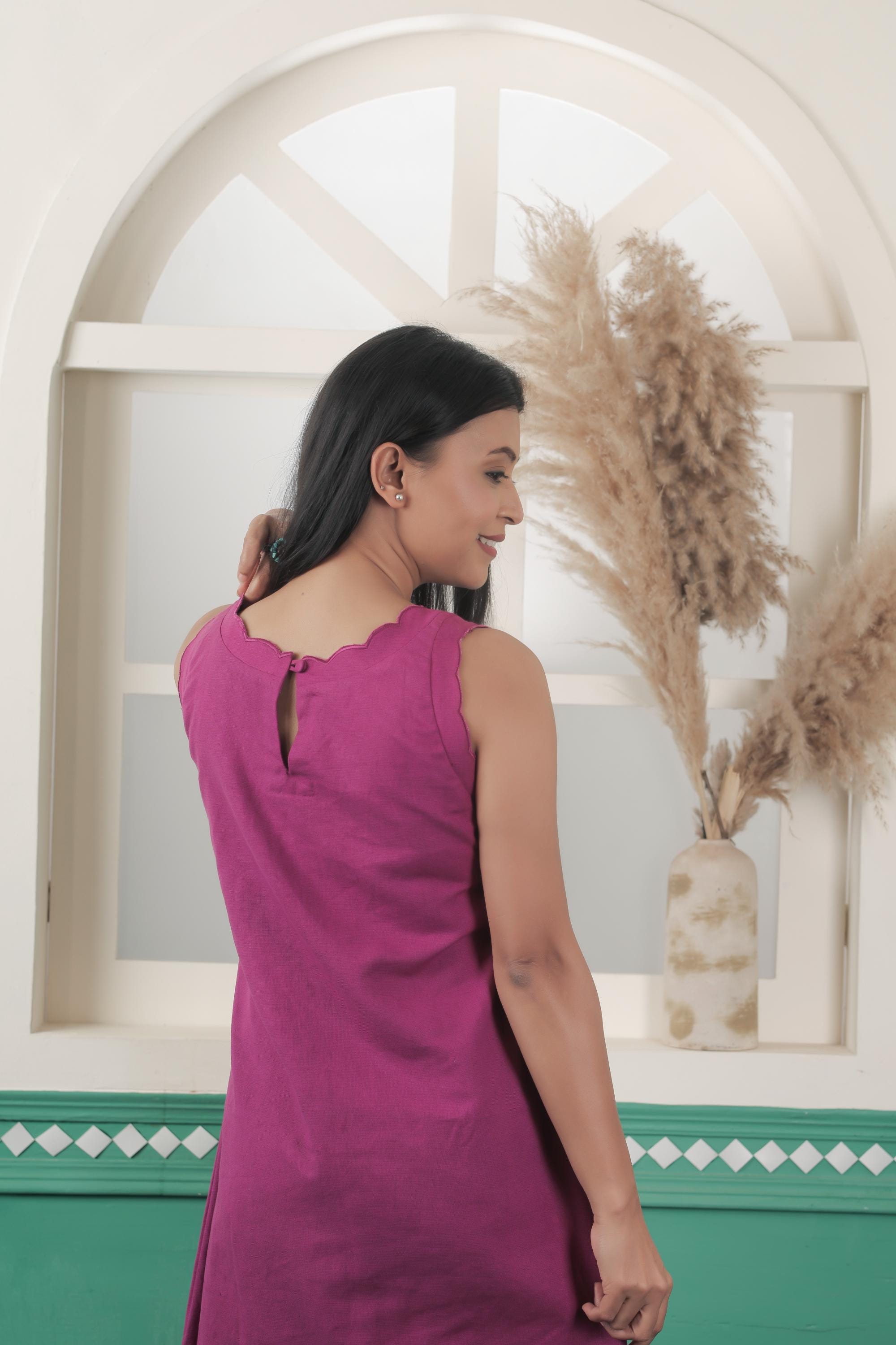LINEN SCALLOPED MINI DRESS- WHITE – Shop Movida