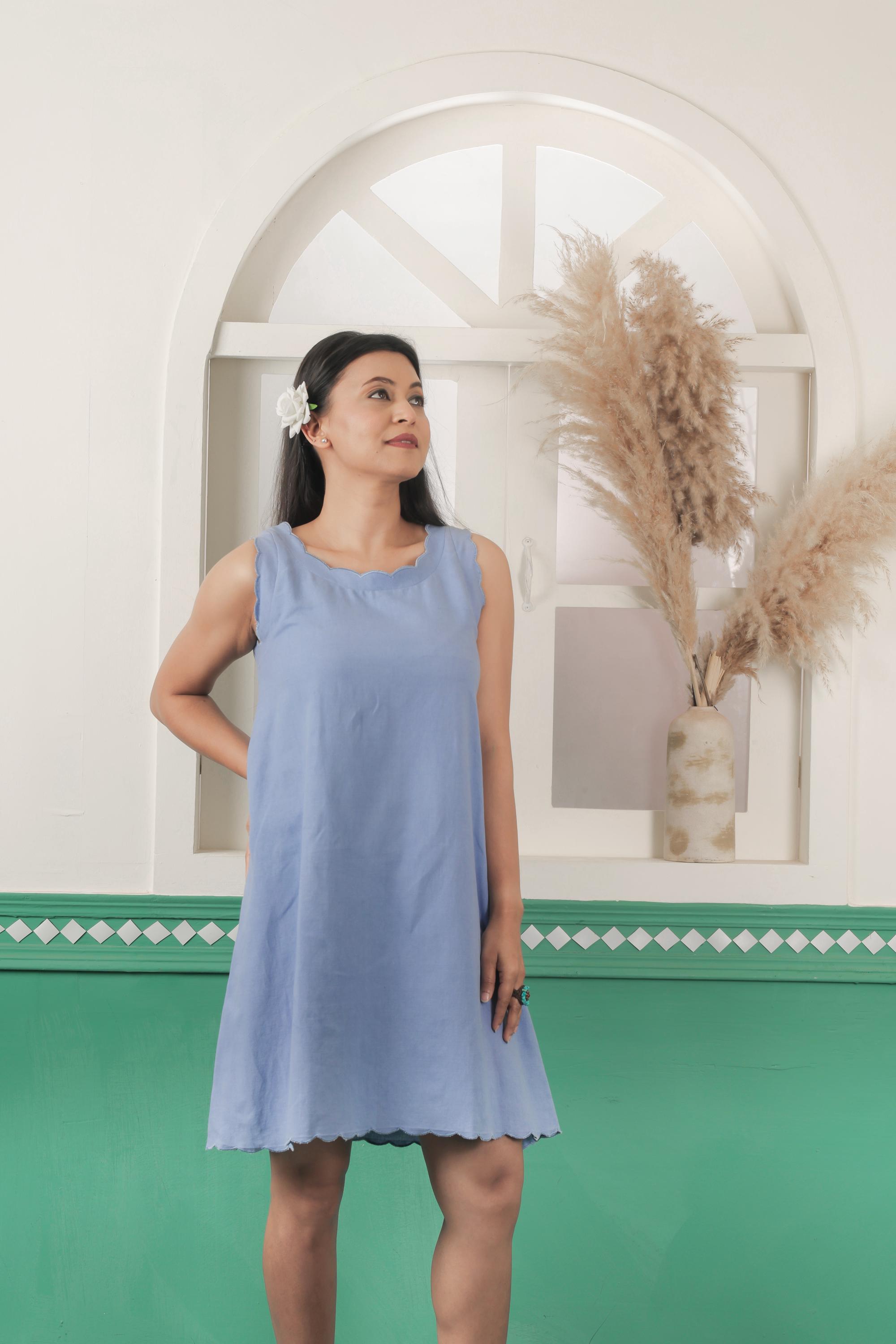 【送料無料ライン/39ショップ】 - Dress Scallop Linen Summer on Details Scallop Dress, Linen ワンピース