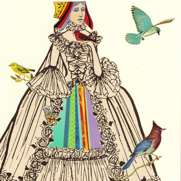 Queen of the Birds. Collage print