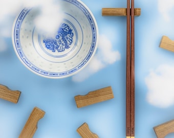 Wooden Chopstick Table Rests - Elegant Chopstick Holders, Unique Asian Dining Utensils, Perfect for Sushi Lovers, Wedding Favors or Gift