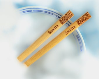 Personalized Japanese Wooden Chopsticks - Custom Engraved Gift - Unique Gift that is Perfect for Sushi Lovers, Wedding Favors or Foodies