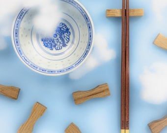 Wooden Chopstick Table Rests - Elegant Chopstick Holders, Unique Asian Dining Utensils, Perfect for Sushi Lovers, Wedding Favors or Gift