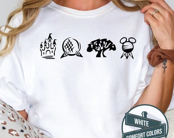 Park Icons Comfort Colors Shirt: Magic Kingdom, Epcot Tee