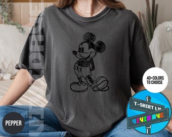 Disney Family Mickey Shirt, Family Disneyworld Shirt, Mickey Sketch Shirt, Minnie Women Shirt, Disneyworld Trip Shirt, Mickey Couple Shirt