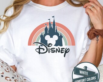 Comfort Colors® Disney Rainbow Castle Shirt, Disney Vintage ,Disney Family Shirt, Disney Castle Shirt, Disney Retro Shirt, Disneyworld Shirt