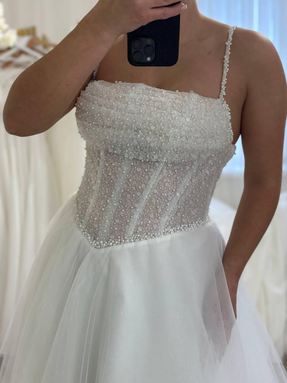 Wedding Dress with Corset, A-Line Tulle Skirt, Exquisite Decor, Bridal Gown, Elegant Wedding Dress, Timeless Bride