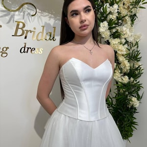 Wedding Corset, Mikado Fabric Bridal Wear, Pulled Back Detail, Wedding Attire, Stitched Seam Corset, Bridal Top