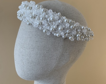 Bridal Pearl Hair Piece, Wedding Headband, White Pearl Headpiece, Hairband Accessory For Bride, Bridal Shower Gift for Bride to Be