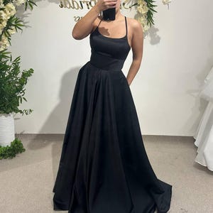 Bridal Wear, Black Minimalist Wedding Dress, Fairytale Lace Corset, Satin Reception Attire, Boho Bridal Gown